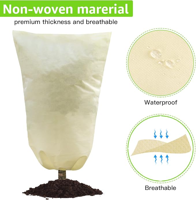 MIXC 4 Packs 2 Size Plant Covers Freeze Protection, Winter Plant Cover Cold Weather Tree Frost Cloth Warm Blankets Shrub Covers for Outdoor Plant (32''×39''+47''×71'')