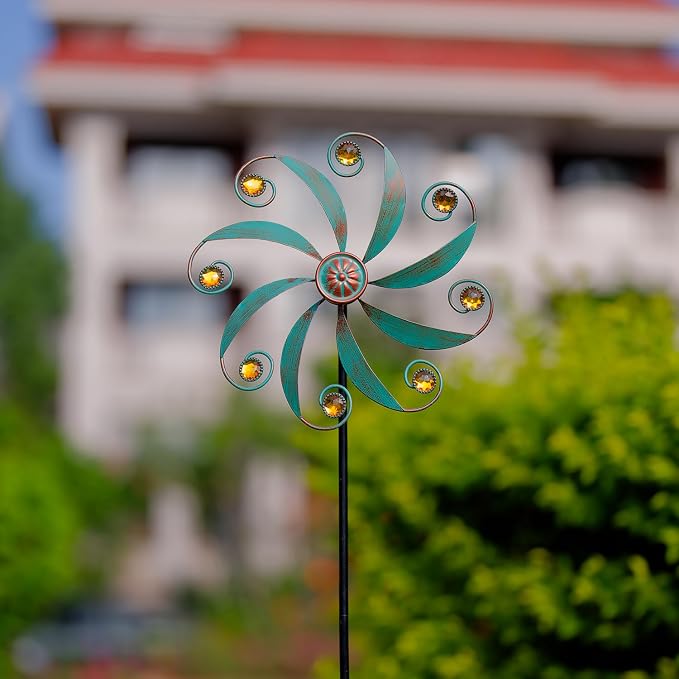 Stargarden Wind Spinner, Metal Outdoor Wind Sculptures & Spinners | Small Garden Pinwheels for Yard and Garden Decor