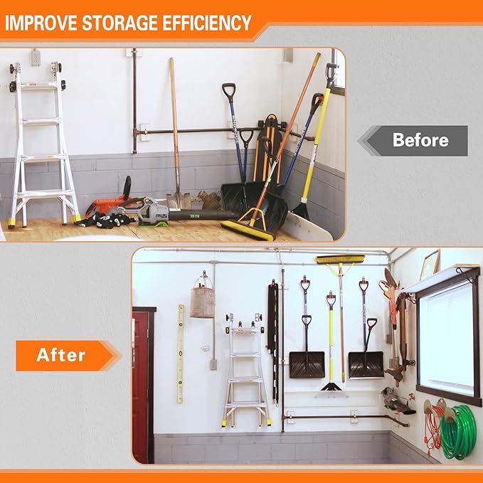 HUPBIPY 26 Pack Garage Hooks Heavy Duty Utility Steel with Anti-Slip Coating Wall Mount Storage Organizer for Hanging Power and Garden Tools, Ladders, Hose, Bikes, Ropes, Bulk Items, and More | Storage Organizer With a non-slip coating for Hanging Bicy...