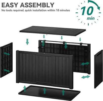 YITAHOME XXL 230 Gallon Large Outdoor Storage Deck Box for Patio Furniture | Outdoor Cushions, Garden Tools and Sports/ Pools Equipment, Weather Resistant Resin, Lockable (Black)