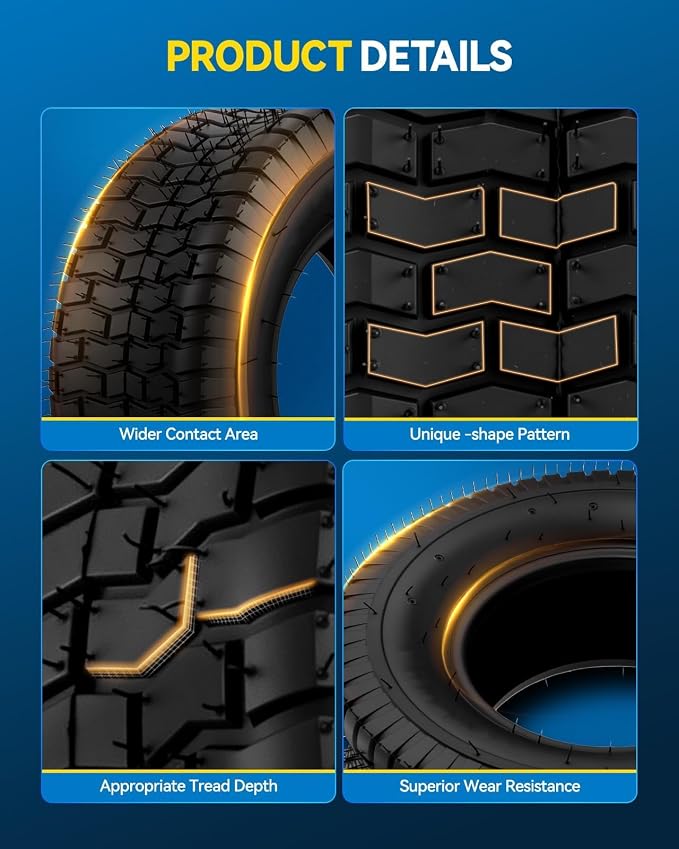 PHILTOP 16x6.5-8 ATV UTV Tires, 4-Ply Super Mud 16x6.5-8 ATV All-Terrain Tires for Riding Mowers, Golf Carts, Off-Road,2 Pcs,Tubeless (Z-102)