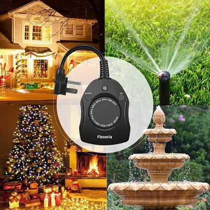 Outdoor Timer Outlet Waterproof, Dusk to Dawn Light Sensor Timer, 2 Grounded Electrical Outlets for Outdoor Lights, 15A/1875W, ETL Listed (1 Pack)