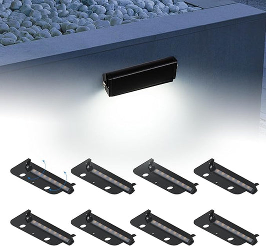 4inch 1.8W 12V AC/DC Low Voltage Landscape Lighting,5000K Daylight White Retaining Wall Light,Hardscape Lighting Paver Light,50,000 Hours Lifespan Outdoor Step Light,8Packs-Black