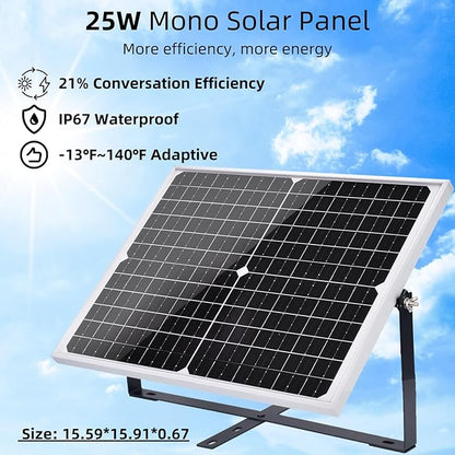 25W Solar Powered Exhaust Fan Kit with 12000mAh Lithium Battery Ideal for Chicken Coops Greenhouses Attics and Sheds 2600RPM 10ft Cord IP67 Waterproof Black