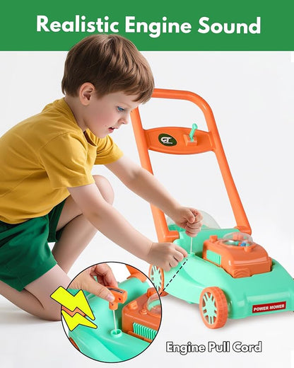 Kids Lawn Mower with Realistic Grass-Cutting Action and Sounds – No Batteries Required | Fun Outdoor Push Toy, Birthday Gift & Holiday Present for 3, 4, 5, 6, 7, 8 Year Old Boys and Girls (Green)