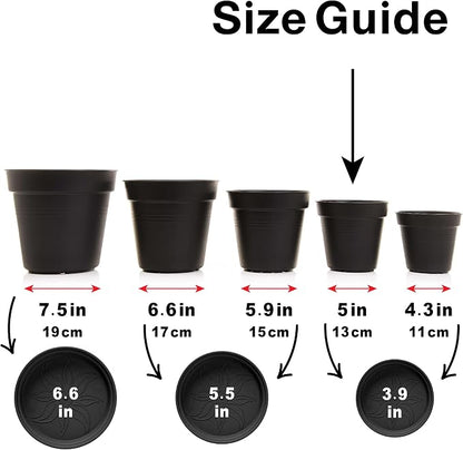 Mintra Garden Pots, 4 Pack Bulk Plastic Plant Pots with Drainage Tray, Round Indoor & Outdoor Decorative Planters with Drain Holes for Flowers, Herbs & Plants, 13cm Diameter – Teal, 5 in