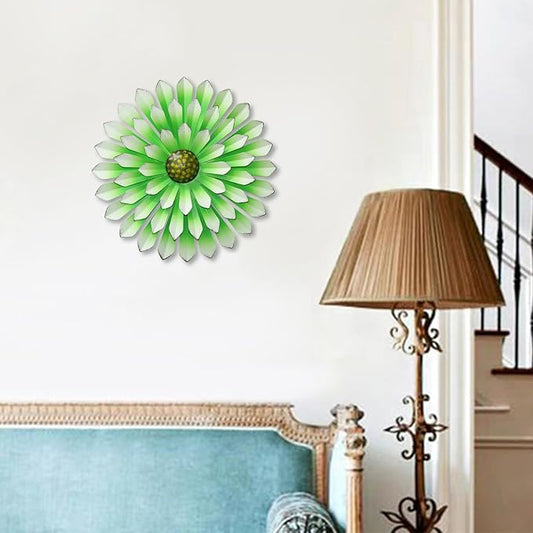 Metal Flowers Wall Decor Indoor Outdoor Metal Wall Art for Farmhouse Home Living Room Bedroom Bathroom Garden Decor - Green