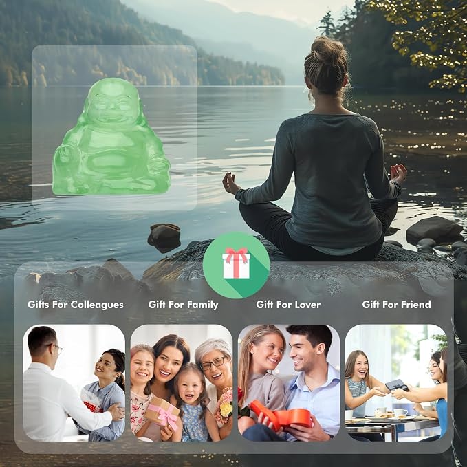 Fluorite Crystal Laughing Buddha Statue Meditation Decor Spiritual Art Piece Healing Stone Figurine Zen Altar Sculpture Feng Shui Gift Yoga Space Ornament Peaceful Home Temple Collectible