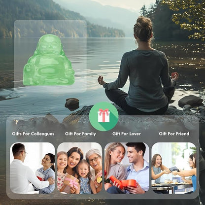 Fluorite Crystal Laughing Buddha Statue Meditation Decor Spiritual Art Piece Healing Stone Figurine Zen Altar Sculpture Feng Shui Gift Yoga Space Ornament Peaceful Home Temple Collectible