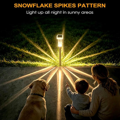 DenicMic Solar Pathway Lights Outdoor Waterproof 4 Pack 10 Lighting Mode | 3000K/4000K/6000K Fix Color Changing LED Acrylic Stainless Steel Crystal Style Star Pattern Yard Garden Landscape Path Lights