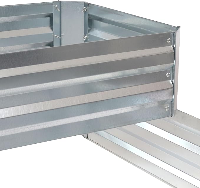 Sunnydaze 2-Tier Galvanized Steel Raised Garden Bed - for Flowers, Plants, and Vegetables - 94.5-Gal Soil Capacity - Silver
