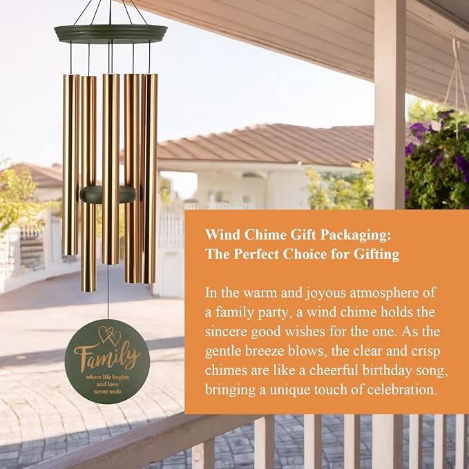 ASTARIN Wind Chimes for Outside, Large Outdoor Windchimes with Engraved Tree of Life, Premium Tuned Metal Chimes for Mother/Grandma, Home & Garden Decor with Soothing Tone