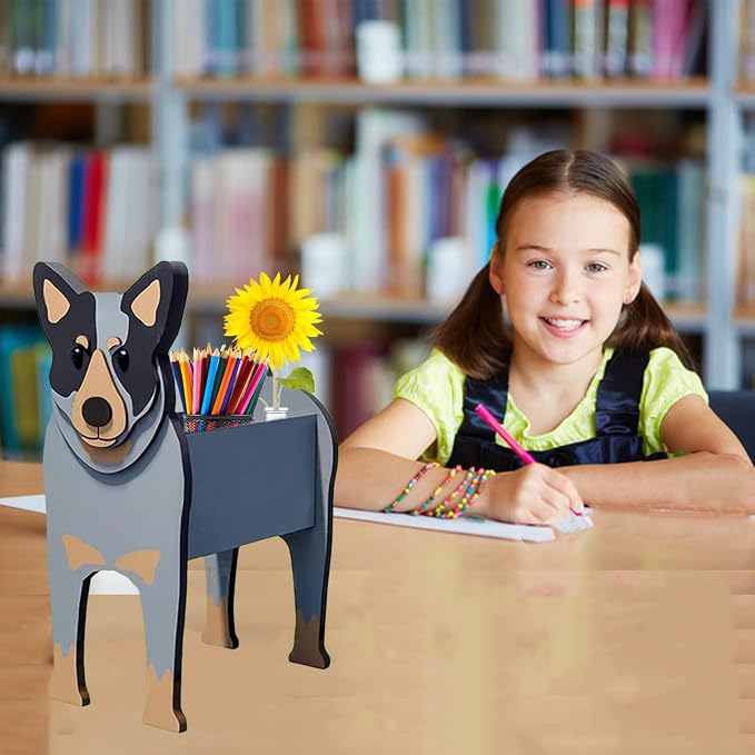 Australian Cattle Dog Planter Pots, 9.84 x 8.57 x 17 Inches | Large Dog Flower Pot, Cute Animal Shaped Plant Pot, Gifts for Women & Pet Lovers, Indoor Outdoor Garden Home Office Decor