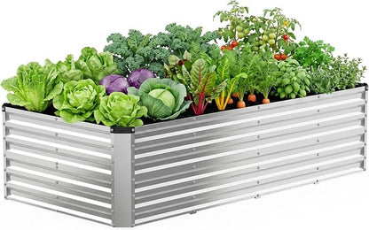 DUMOS Galvanized Raised Garden Bed Outdoor, 8x4x2ft Raised Metal Planter Box, Rust-Resistant Steel Garden Planter, Rectangular Gardening Flower Bed for Vegetables Flowers Herbs, Open Bottom