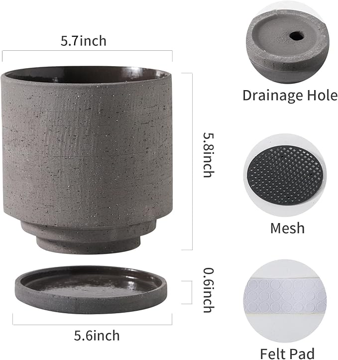 Nihow Ceramic Plant Pot with Cute Resin Figure for Idoor Plants, 5.75 Inch | Drainage Hole and Saucer, Indoor Use, Home Garden Patio Office
