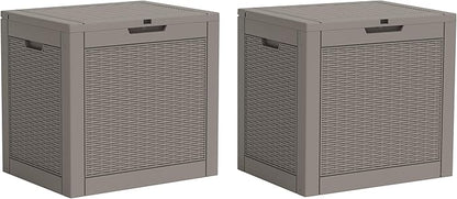 Outdoor Storage Box, 32 Gallon Resin Deck Boxes Outdoor Waterproof For Patio Furniture, Garden Tools, Pool Supplies, Lockable And UV Resistant (a Set of 2,Rattan Gray)