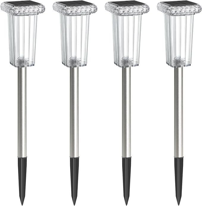 Solar Lights Outdoor 4 Pack LED Waterproof 10 Modes Pathway Outside Lights for Yard Garden Walkway Driveway Landscape Path Lighting, 3000K/4500K/6000K White & 6 Fixed Colors & Color Changing