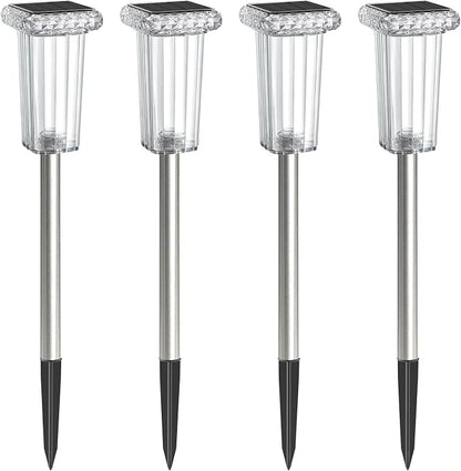 Solar Lights Outdoor 4 Pack LED Waterproof 10 Modes Pathway Outside Lights for Yard Garden Walkway Driveway Landscape Path Lighting, 3000K/4500K/6000K White & 6 Fixed Colors & Color Changing