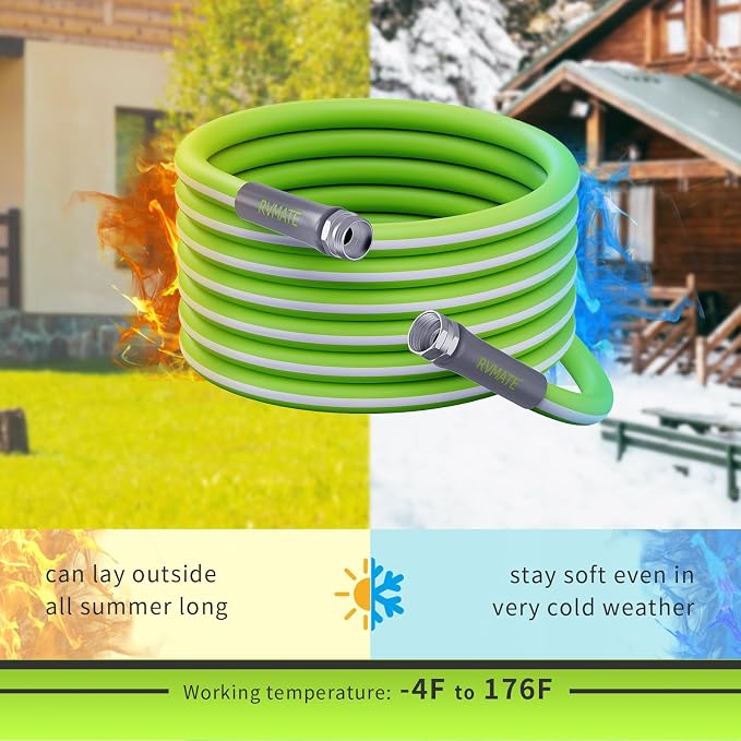 RVMATE RV Water Hose 50FT, 5/8” Inner Diameter Drinking Water Hose Lead-free, No Leaking Garden Hose For RV/Trailer/Camping, RV Accessories