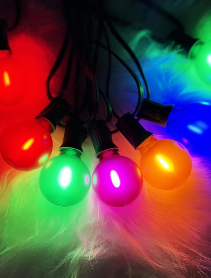 G40 LED Outdoor Christmas String Lights, 25FT Hanging Globe String Light | 25+2 Shatterproof Frosted Multicolor Lights, Connectable, Waterproof Patio Lights for Balcony Pergola Decor, Green Wire