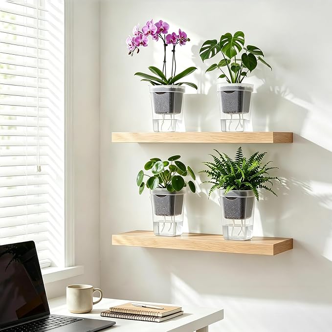 30 Pack 2.5" Small Self Watering Pots for Indoor Plants with 30 Plant Label Mini Clear Plastic Planters with Water Level and Drainage Holes for Propagation, Succulents, and African Violet