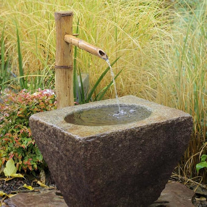 36” Traditional Bamboo Fountain with Pump – Outdoor Japanese Garden Water Feature for Ponds, Buried Basins & Disappearing Fountains | Natural Bamboo Landscaping Accent for Zen Gardens & Patios