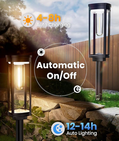 ALFIOT Solar Pathway Lights Outdoor Solar Lights Outdoor, IP65 Waterproof Auto On/Off Solar Garden Lights Solar Powered Landscape Lighting for Yard Walkway Driveway Pathway (Warm White, 6pack)