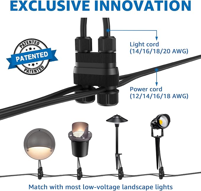 SUNVIE Low Voltage Deck Lights with Fastlock2 Wire Connector 5W LED Landscape Step Stair Lights Outdoor Accent Lighting Garden Post Fence Light 3000K 12-24V AC/DC 3.2FT ETL Listed Cord, 8 Pack