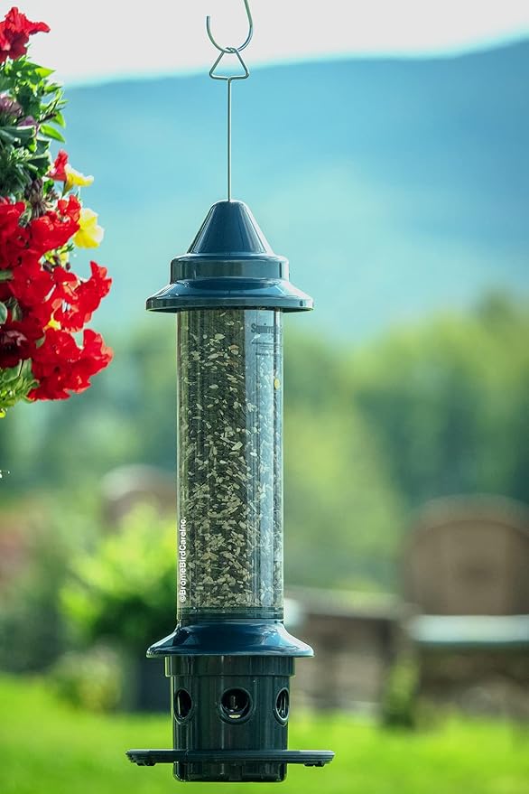 Squirrel Buster Plus Squirrel-proof Bird Feeder w/Cardinal Ring and 6 Feeding Ports, 5.1-pound Seed Capacity, Adjustable, Pole-mountable (POLE ADAPTOR SOLD SEPARATELY), Green | Squirrel-Proof Weight-Activated Shroud, Cardinal Ring, 6 Ports, 5.1 Lb Capa...