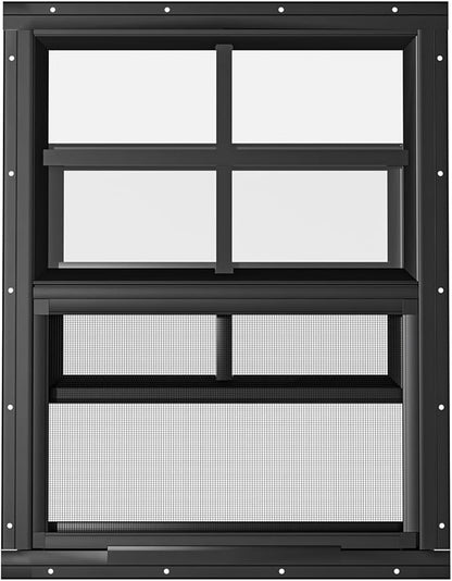 2 Pack Shed Windows 18" W x 23" H Flush Mount, Black Household Windows for Playhouses, Barns, Chicken Coop