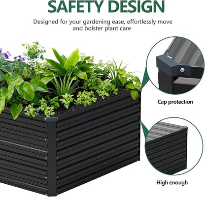 Vengarus 6x3x2ft Galvanized Raised Garden Bed,Metal Raised Beds Kit Black | 2FT Deep Root Elevated Garden Planter Box, Corrugated Steel, Open Bottom, Rustproof All Weather, Large Vegetable Flower Bed