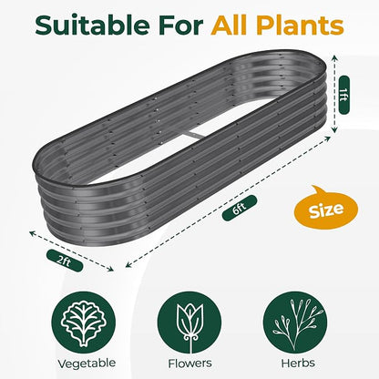 Utopia Home Galvanized Raised Garden Bed, 6 by 2 by 1 feet Lightweight Planter Boxes Outdoor with Easy Assembly, Large Garden Bed for Vegetables, Fruits, Flowers, Dark Grey