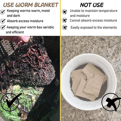 2-Piece Worm Blanket - 2x2 Ft Jute Fibre for Compost Bin & Worm Farm - Keeps Worms Dark, Moist & Warm