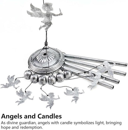Angel Wind Chimes for Outside/Indoors, Angel Gifts for Women Mom Grandma, Sympathy Memorial Gift 37" Metal Windchimes, Hanging Decor for Home Patio Garden Porch Yard (Silver-Angel)