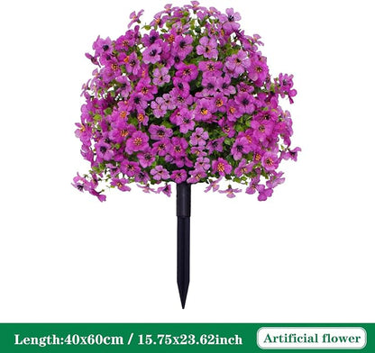 24 Inch Artificial Flower Stake Outdoor Decor - Multi-Color Garden Stakes for Yard & Lawn, No Fade Heavy Duty Plastic, All Season Decoration (Orange)