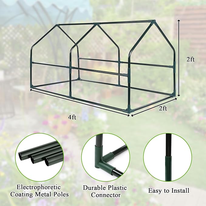U'Artlines Portable Mini Greenhouse Small Green House with Waterproof Pad and Plant Label 47x24x24 Inch Plant Cover Tent for Garden Small Plants Indoor Outdoor, Green PE