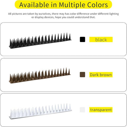 Bird Spikes, 13.2FT Outdoor Bird Deterrent Spikes Device for Birds Pigeon Woodpecker Squirrel Raccoon Cat, Plastic Bird Deterrent for Outside, Patio, Roof, Sill, Fascia (Black, 12Pcs)