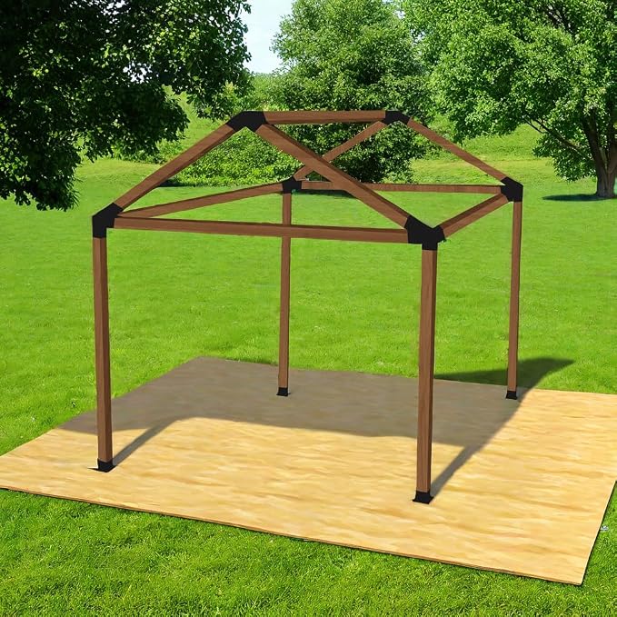 14 PCS 30° Slanted Pergola Kit for 4" x 4" Wood Pergolas, DIY Roof Pergola Brackets, for Gazebo, Pergolas, Gardens, Wood Stand Sheds, Metal Gazebo Kits - with Screws