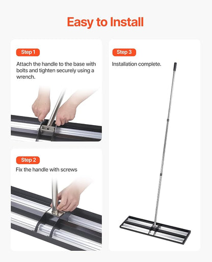 VEVOR Updated Lawn Leveling Rake with Roller, 48'' x 10" Stainless Steel Lawn Leveler with 83.9'' Adjustable Handle, Heavy Duty Yard Leveling Rake, Effort Saving Lawn Leveling Tool for Yard Golf Court