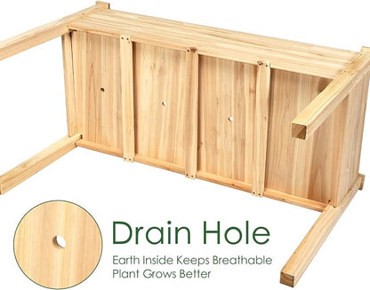 Giantex Raised Garden Bed Kit Elevated Planter Box for Vegetables Fruits Herb Grow, Heavy Duty Natural Cedar Wood Frame Gardening Planting Bed for Deck Patio Yard, 49.5"X23.5"X30.0"