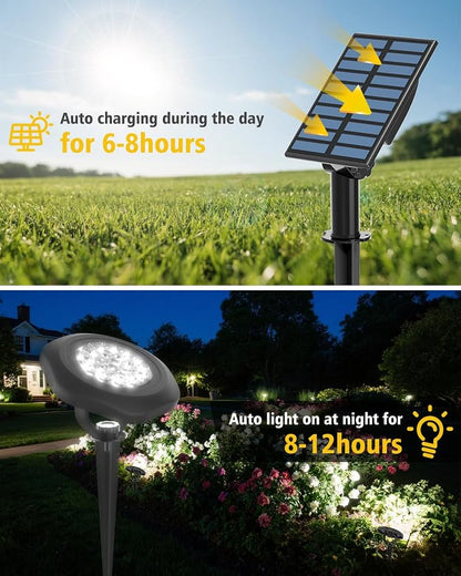 Solar Spot Lights Outdoor Waterproof IP68, 6000K Pond Lights | 3-in-1 LED Solar Landscape Lights, 2 Light Modes Path Lights for Underwater Pond Garden Yard Pathway