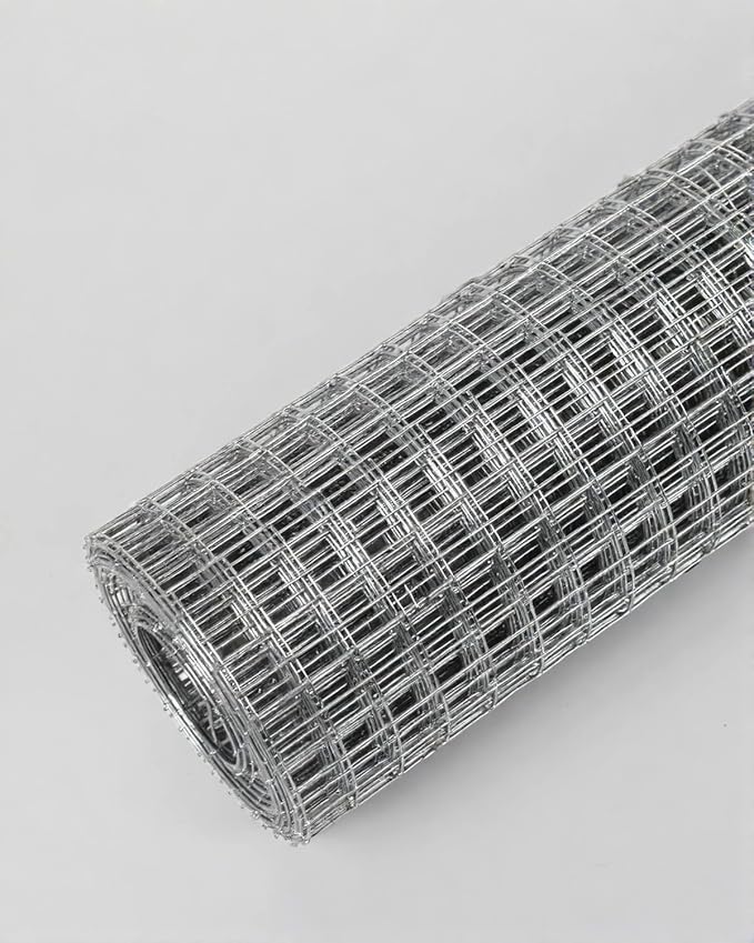Hardware Cloth 24in x 20ft 1/2 Inch 19 Gauge, Hot-Dipped Galvanized Welded Wire Mesh, Low Carbon Steel, Animal Cage Wire Netting, Garden Wire Mesh