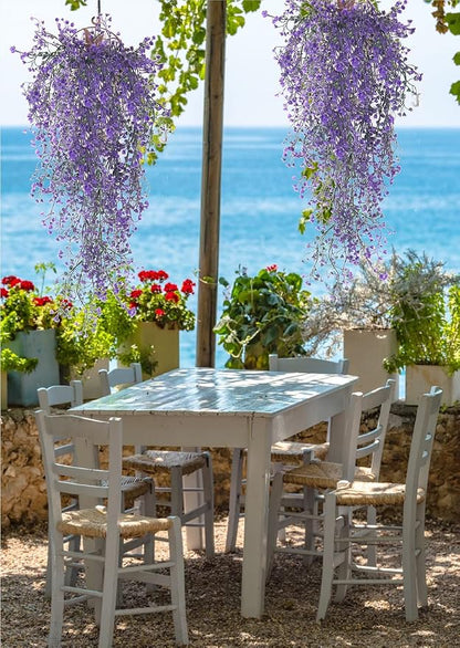 RECUTMS Artificial Hanging Plants Fake Vines Wall Hanging 4Pcs Faux Ferns Leaves Greenery for Summer Spring Home Garden Wedding Arch Graduation Party Indoor Outdoor Decorations(Purple)