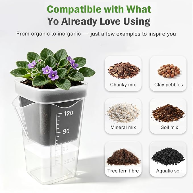 30 Pack 2" Small Self Watering Pots for Indoor Plants with 30 Plant Label Mini Clear Plastic Planters with Water Level and Drainage Holes for Propagation, Succulents,and African Violet