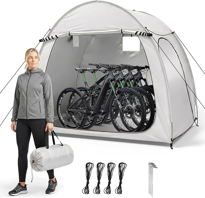Outvita Portable Bike Tent Cover for 4-5 Bikes, Garden Tools | Outdoor Bicycle Storage Sheds 210D Oxford Fabric PU 4000 for Motorcycle, Lawn Mower, Camping, Travel