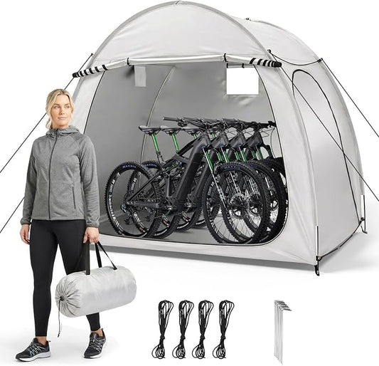 Outvita Portable Bike Tent Cover for 4-5 Bikes, Garden Tools | Outdoor Bicycle Storage Sheds 210D Oxford Fabric PU 4000 for Motorcycle, Lawn Mower, Camping, Travel