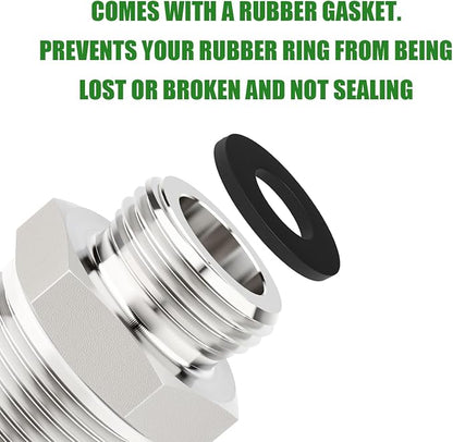 TAISHER 2PCS 304 Stainless Steel Garden Hose Adapter, 3/4" GHT Male x 1" NPT Male Garden Hose Connector with Washers