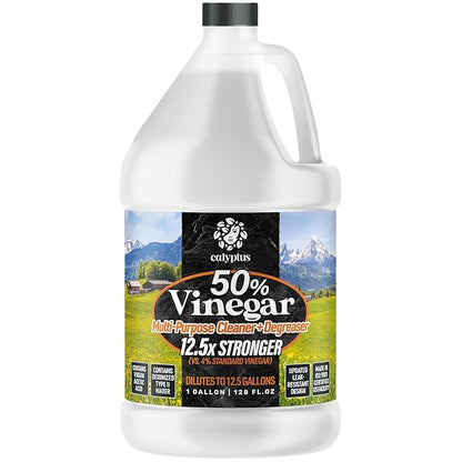 Calyptus 50% Pure Concentrated Vinegar | Maximum-Performance (12.5X) Power | Technical Grade | Dilutes Easily to 5% Acidity (1.5 Cups per Gallon) | Home and Outdoor Cleaning Concentrate | 1 Gallon