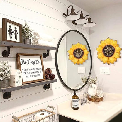 EASICUTI Sunflower Metal Flowers Wall Decor Metal Wall Art Decorations Hanging For Indoor Outdoor Home Bathroom Kitchen Dining Room Bedroom Living Room Or Wall Sculptures 12 Inch
