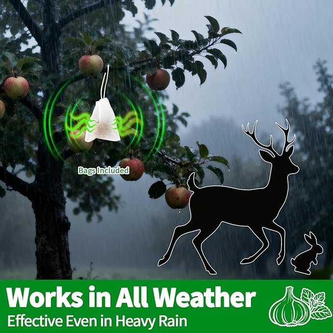 Deer & Rabbit Repellent Balls, 10 Packs, Natural Plant-Based Formula with Peppermint & Garlic Oils, Long-Lasting Outdoor Animal Deterrent for Yard